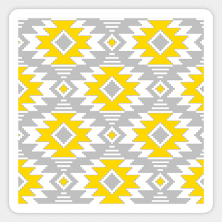 Tribal Aztec Native Ornament - White Gray Yellow Sunny Gold Pastel Ethnic Geometric Amulet Boho Pattern Magnet